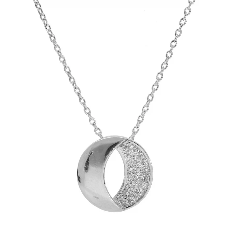 Collier ovale parsemé d’oxydes blancs – Argent 925 rhodié | Azuline