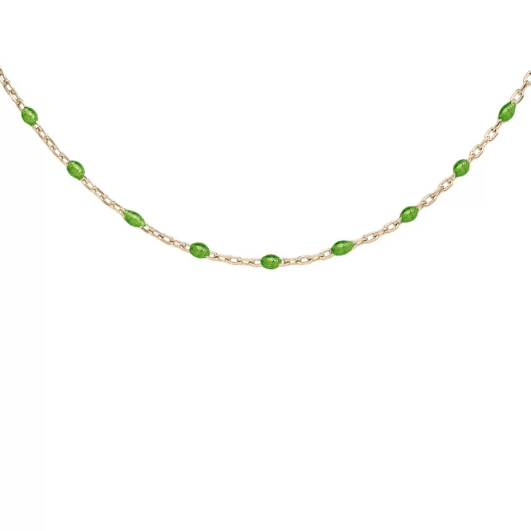 Collier olives texturées en résine verte – Argent 925 doré | Azuline