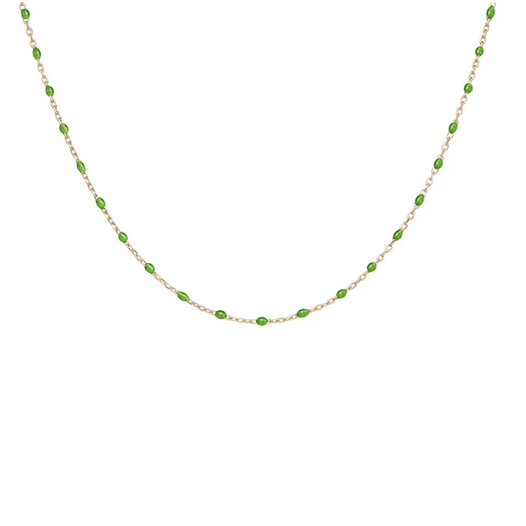 Collier olives texturées en résine verte – Argent 925 doré | Azuline