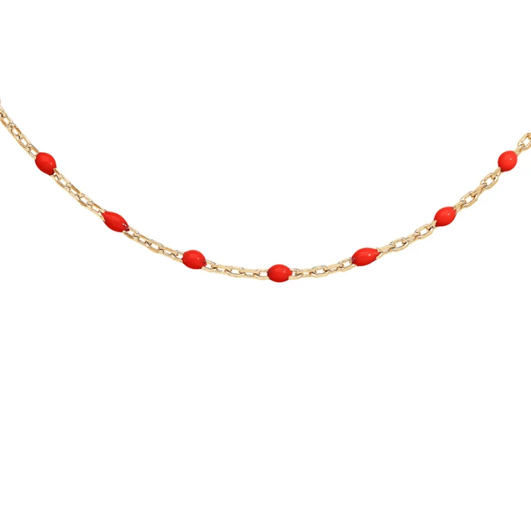 Collier olives en résine rouge – Argent 925 doré | Azuline
