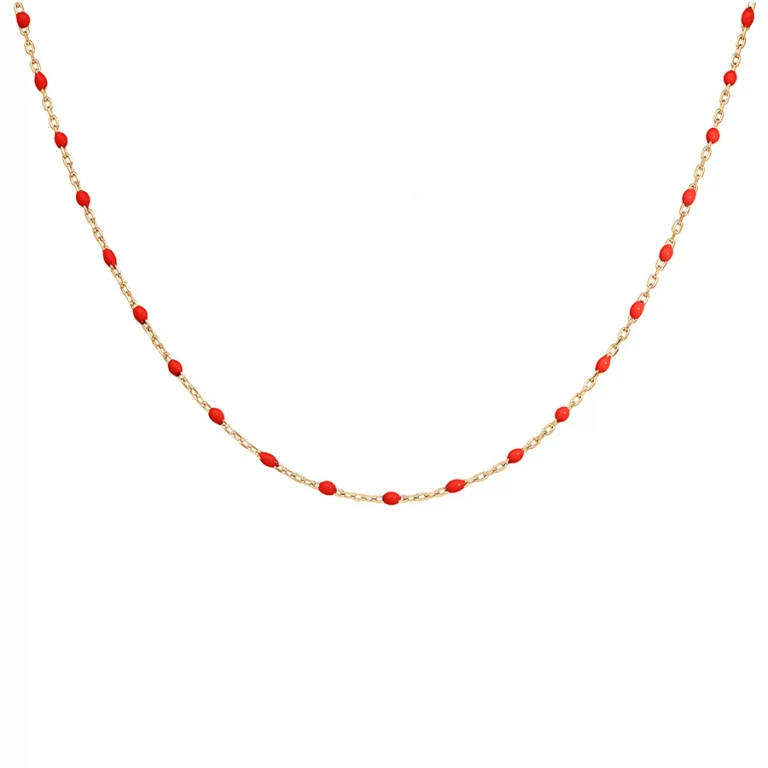 Collier olives en résine rouge – Argent 925 doré | Azuline