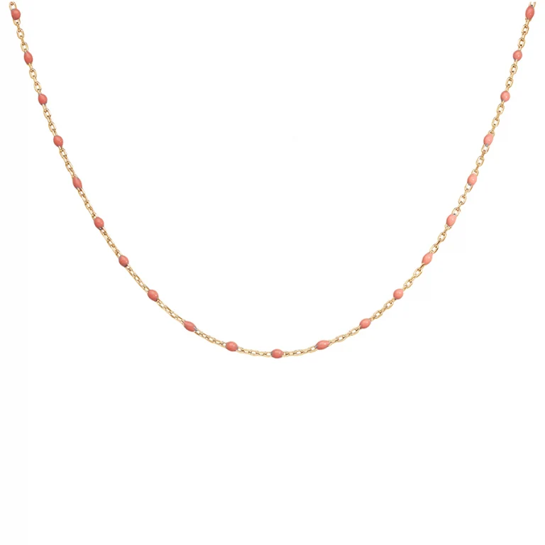 Collier olives en résine rose – Argent 925 doré | Azuline