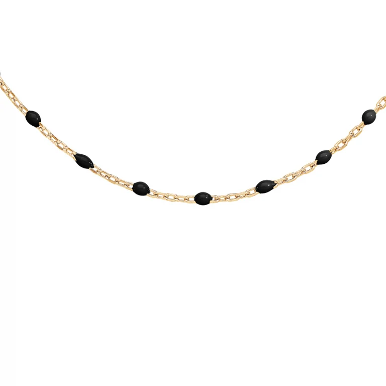 Collier olives en résine noire – Argent 925 doré | Azuline