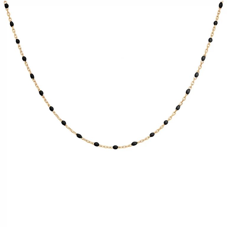 Collier olives en résine noire – Argent 925 doré | Azuline