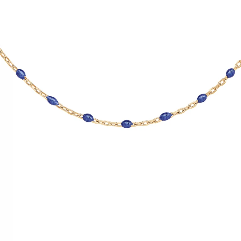 Collier olives en résine bleu foncé – Argent 925 doré | Azuline
