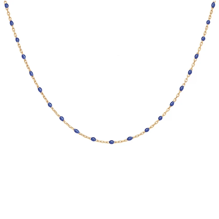 Collier olives en résine bleu foncé – Argent 925 doré | Azuline
