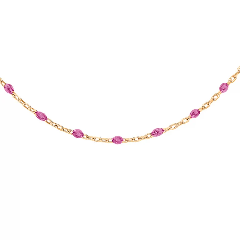 Collier olives en résine framboise transparent – Argent 925 doré | Azuline