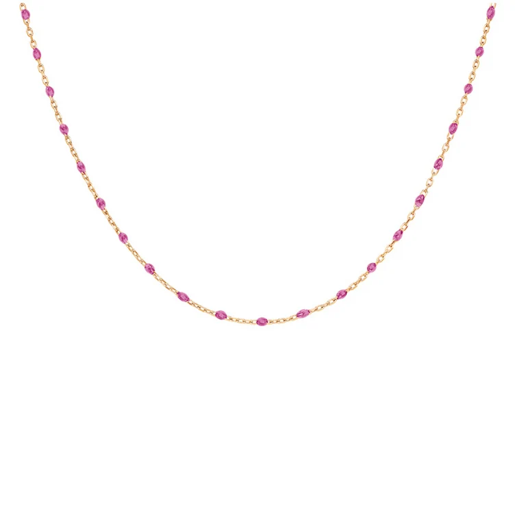 Collier olives en résine framboise transparent – Argent 925 doré | Azuline
