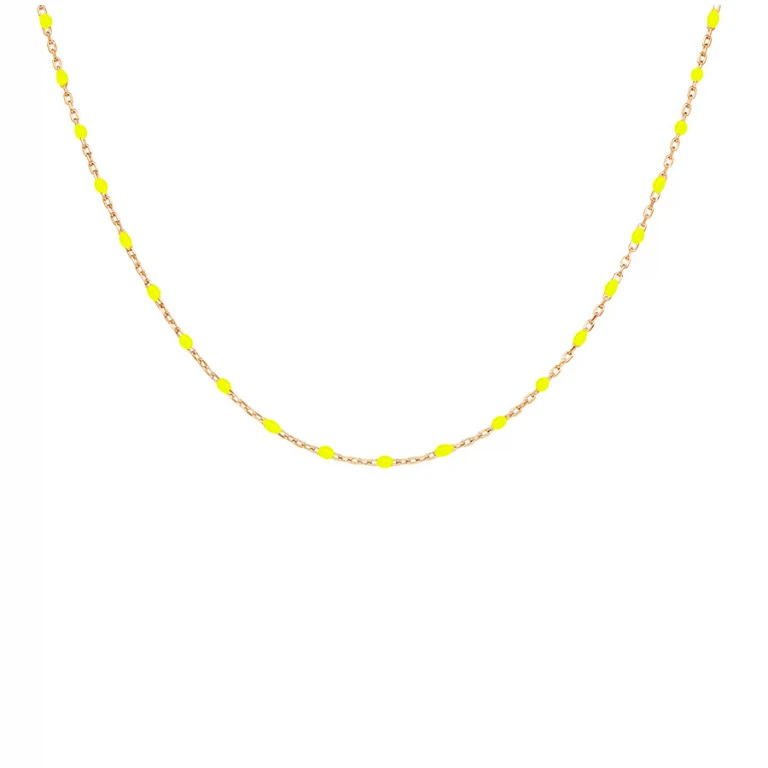 Collier olives en résine jaune fluo – Argent 925 doré | Azuline