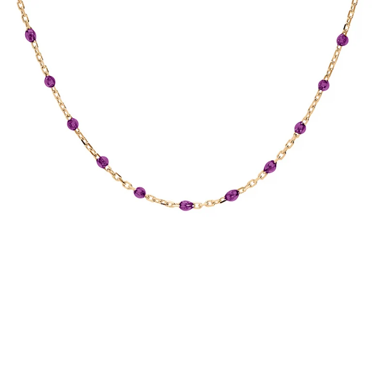 Collier olives en résine violet transparent – Argent 925 doré | Azuline