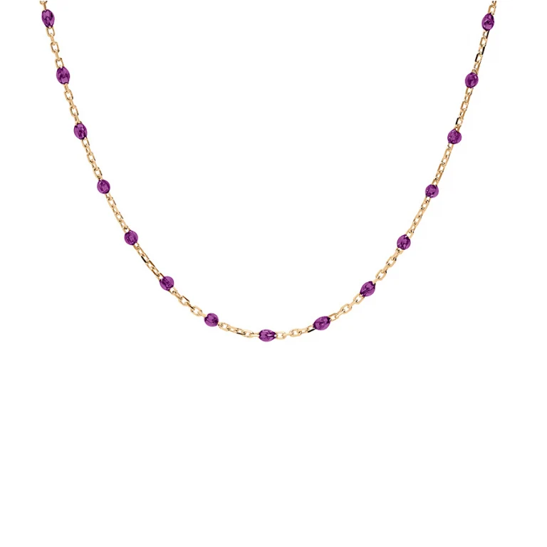 Collier olives en résine violet transparent – Argent 925 doré | Azuline