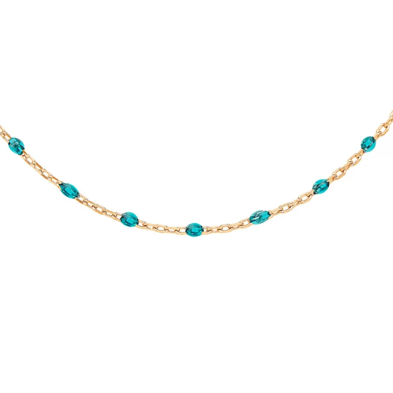 Collier olives en résine bleu transparent – Argent 925 doré | Azuline