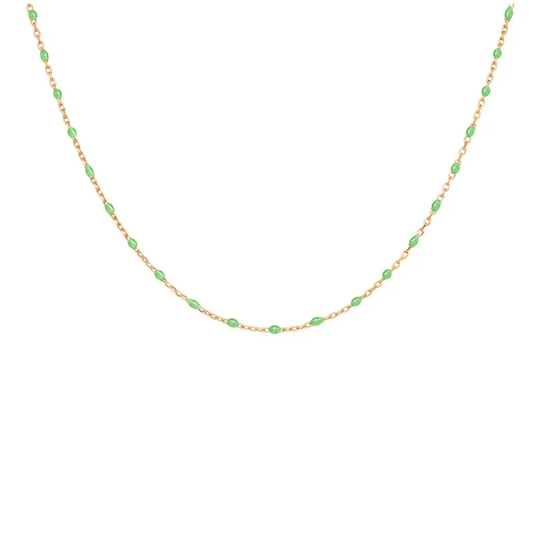 Collier olives texturées en résine vert fluo – Argent 925 doré | Azuline