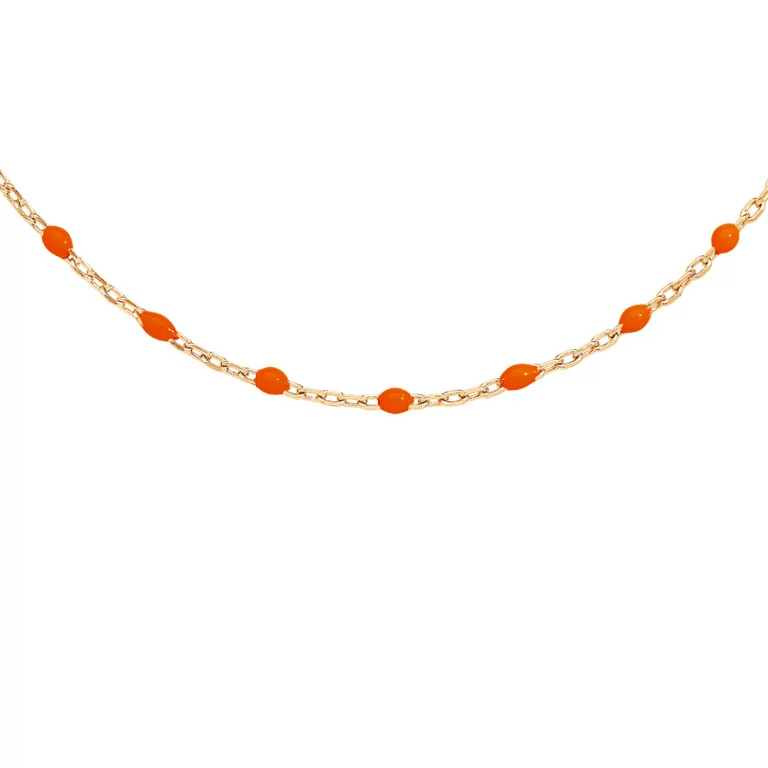 Collier olives en résine orange fluo – Argent 925 doré | Azuline