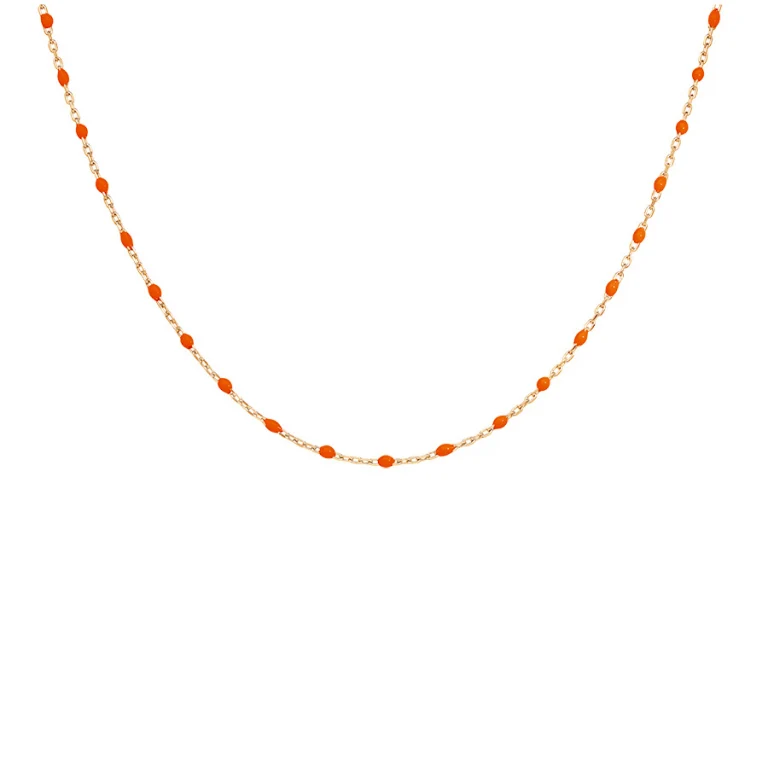 Collier olives en résine orange fluo – Argent 925 doré | Azuline