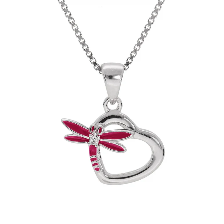 Collier enfant cœur en résine 38 cm – Argent 925 rhodié | Azuline