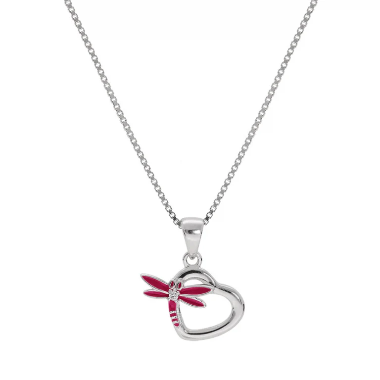 Collier enfant cœur en résine 38 cm – Argent 925 rhodié | Azuline