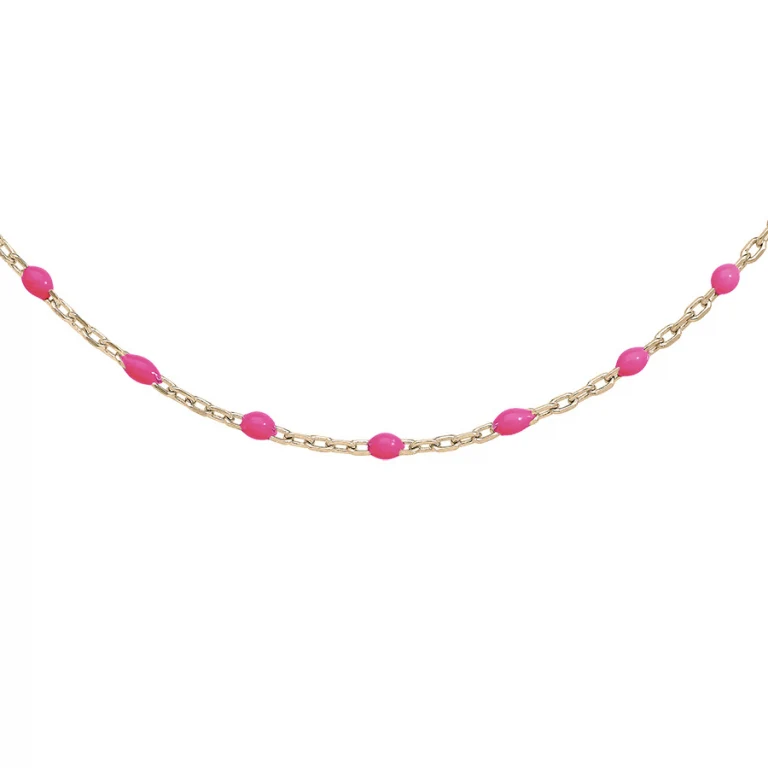 Collier olives en résine rose fluo – Argent 925 doré | Azuline