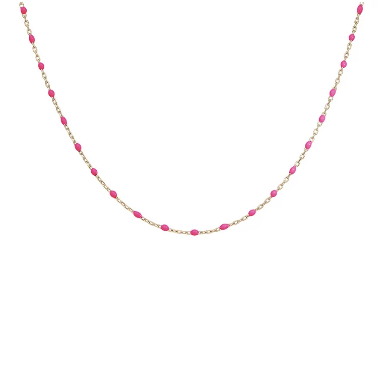 Collier olives en résine rose fluo – Argent 925 doré | Azuline