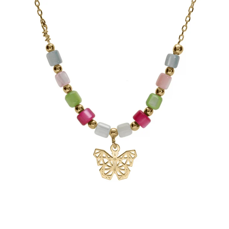 Collier papillon à perles – Argent 925 doré | Azuline