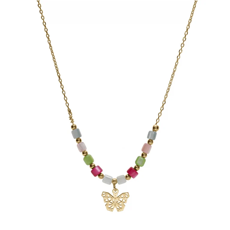 Collier papillon à perles – Argent 925 doré | Azuline