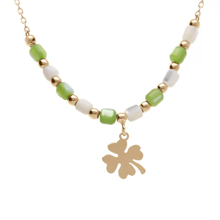 Collier pampille à perles – Argent 925 doré | Azuline