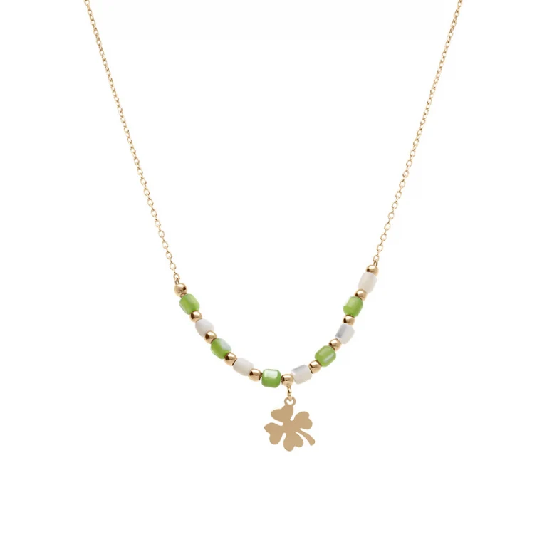 Collier pampille à perles – Argent 925 doré | Azuline