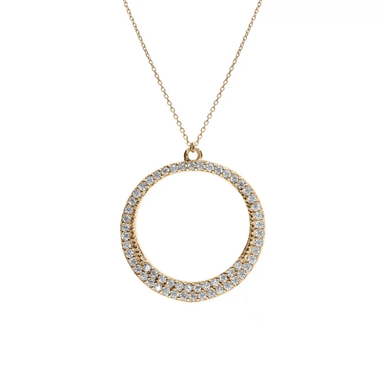 Collier cercle évidé serti d’oxydes blancs – Argent 925 doré | Azuline