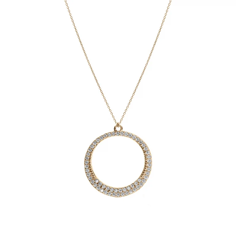 Collier cercle évidé serti d’oxydes blancs – Argent 925 doré | Azuline
