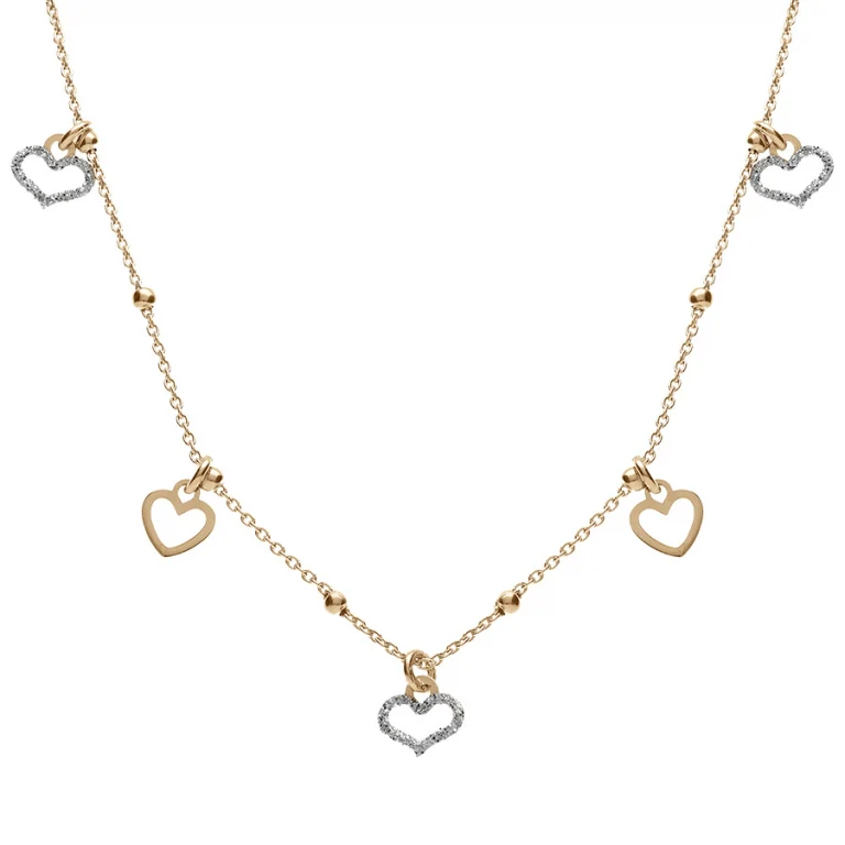 Collier pampilles cœur – Argent 925 doré | Azuline