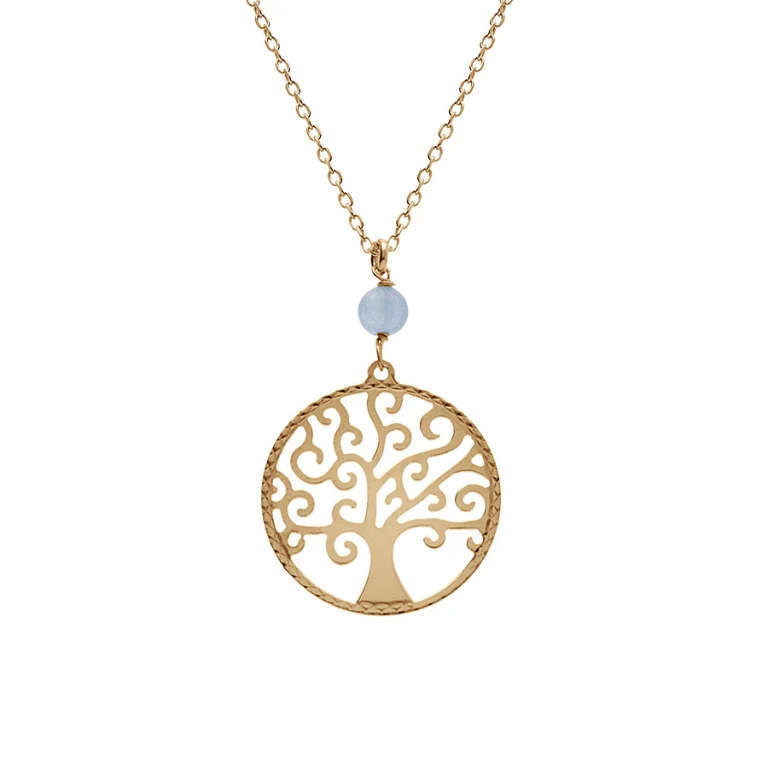 Collier cercle à jade bleu ciel véritable – Argent 925 doré | Azuline