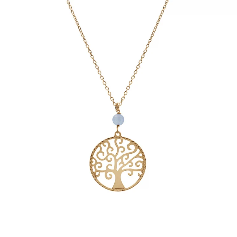 Collier cercle à jade bleu ciel véritable – Argent 925 doré | Azuline