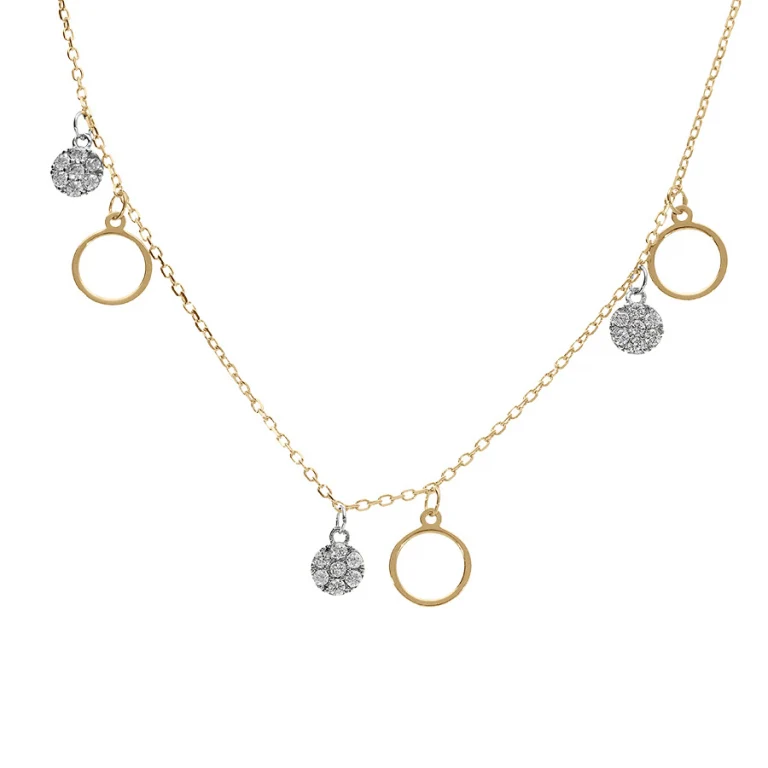 Collier cercles et pastilles d’oxydes blancs – Argent 925 doré | Azuline