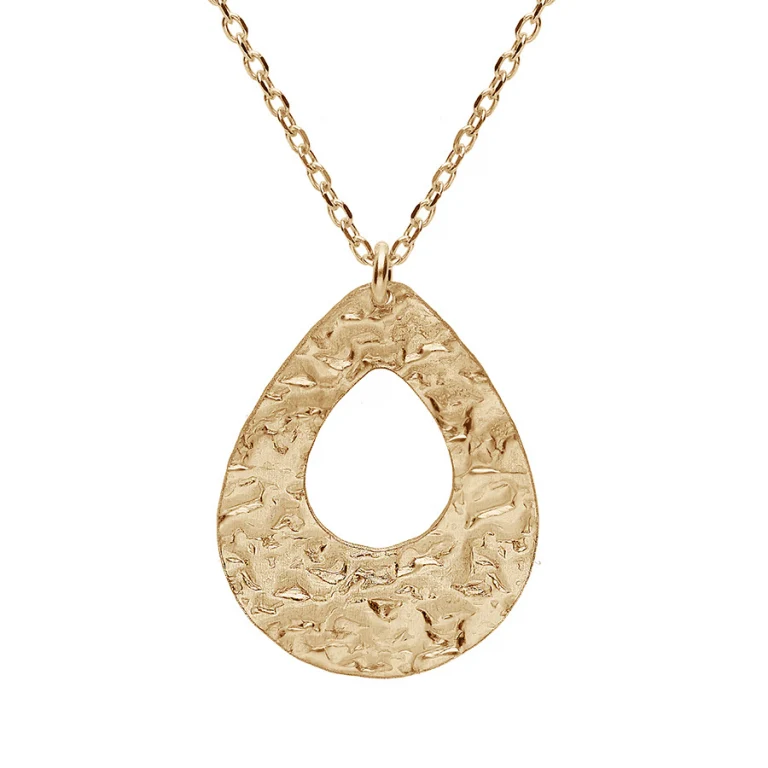 Collier goutte martelée – Argent 925 doré | Azuline