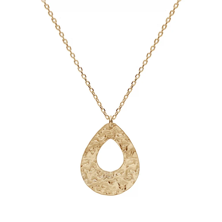 Collier goutte martelée – Argent 925 doré | Azuline