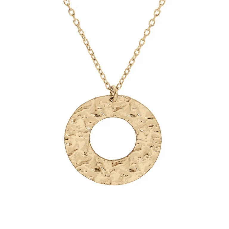 Collier rond martelé texturé – Argent 925 doré | Azuline