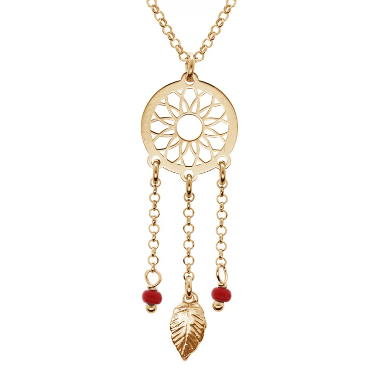 Collier attrape rêve en résine à boules grand modèle – Argent 925 doré | Azuline