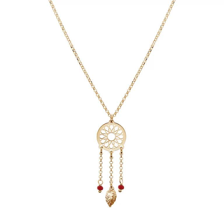 Collier attrape rêve en résine à boules grand modèle – Argent 925 doré | Azuline