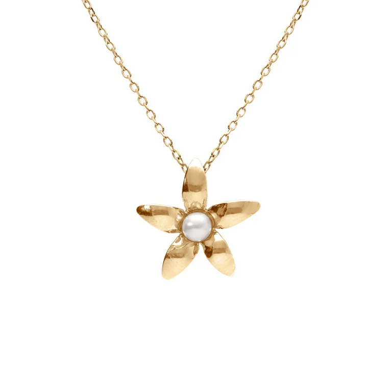 Collier petite fleur – Argent 925 doré | Azuline