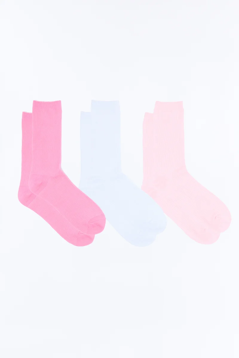 6 Pack Ribbed Socks - Pink/combo