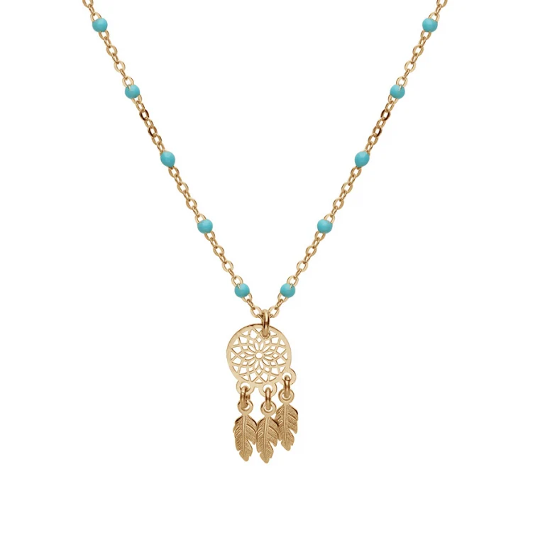 Collier attrape rêve en résine à boules petit modèle – Argent 925 doré | Azuline