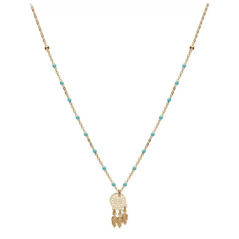 Collier attrape rêve en résine à boules petit modèle – Argent 925 doré | Azuline