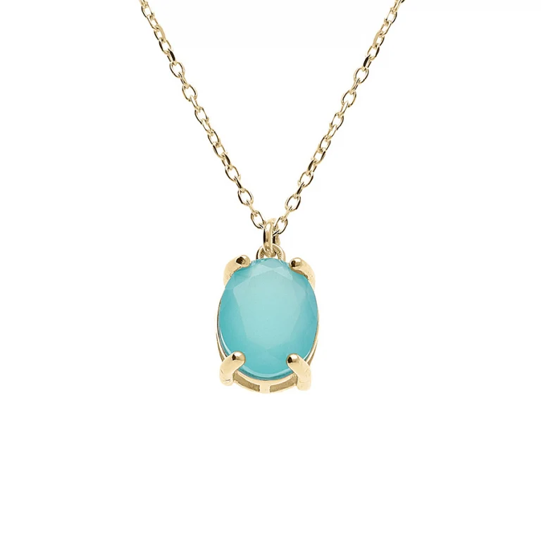 Collier ovale à oxyde vert opaque – Argent 925 doré | Azuline