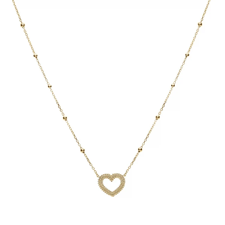 Collier cœur à boules petit modèle – Argent 925 doré | Azuline