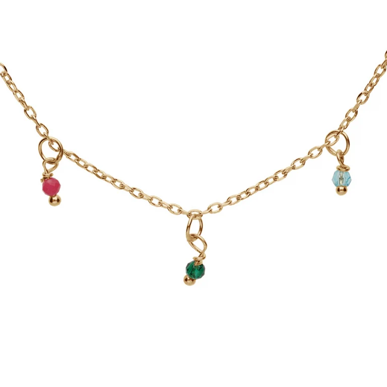 Collier pampille à boules – Argent 925 doré | Azuline