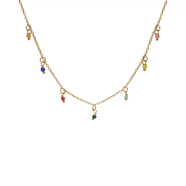 Collier pampille à boules – Argent 925 doré | Azuline