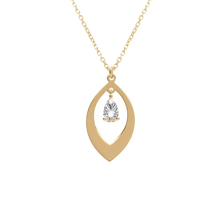 Collier navette à oxyde blanc – Argent 925 doré | Azuline