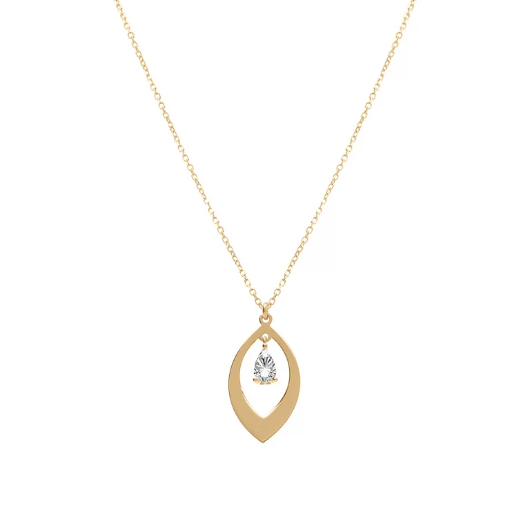 Collier navette à oxyde blanc – Argent 925 doré | Azuline
