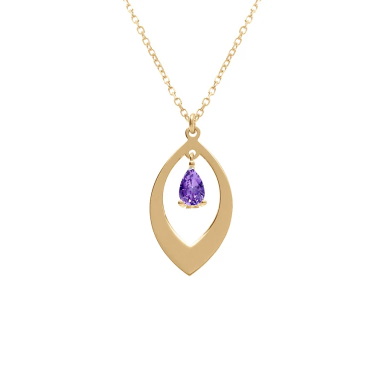 Collier navette à oxyde violet – Argent 925 doré | Azuline