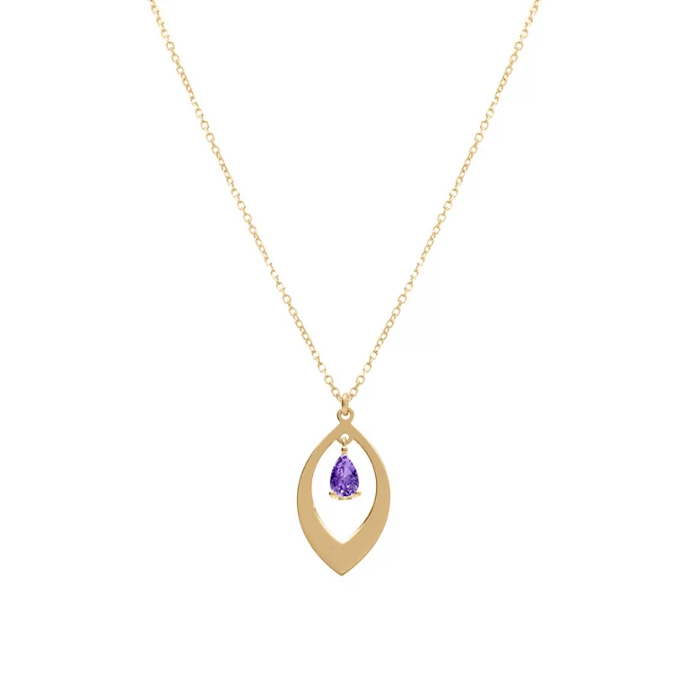 Collier navette à oxyde violet – Argent 925 doré | Azuline